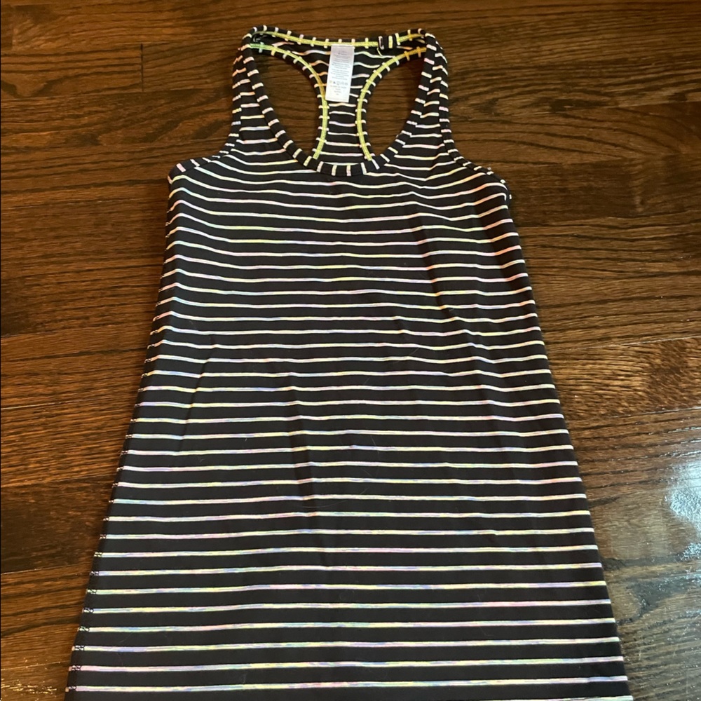 Black with neon lines Ivivva tank top